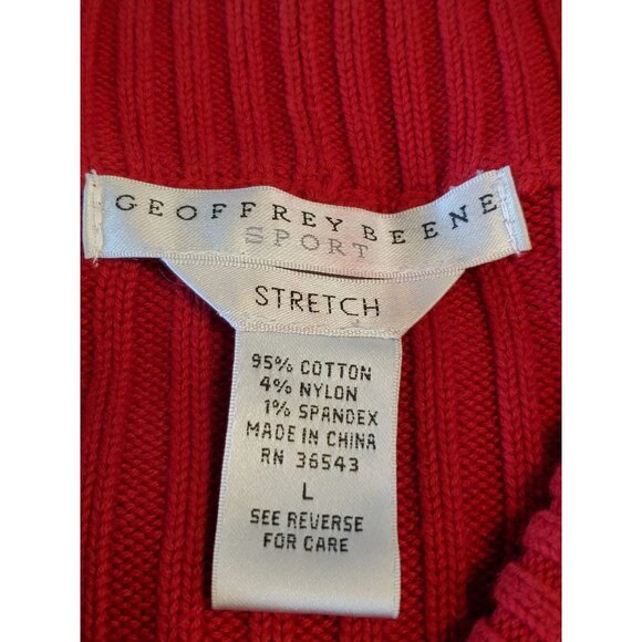 GEOFFREY  BEENE SWEATER COLOR RED LONG SLEEVE COTTON-SPANDEX  SIZE L - Picture 5 of 6